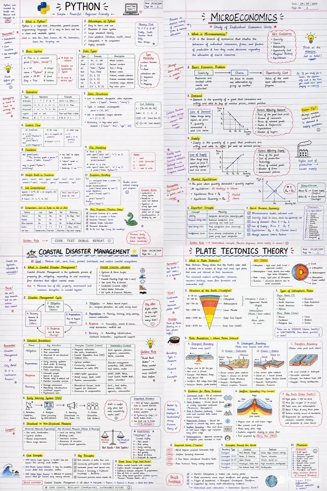 Study Notes Prompt Handwritten Study Notes Generator ChatGPT Image Prompt | PromptBase