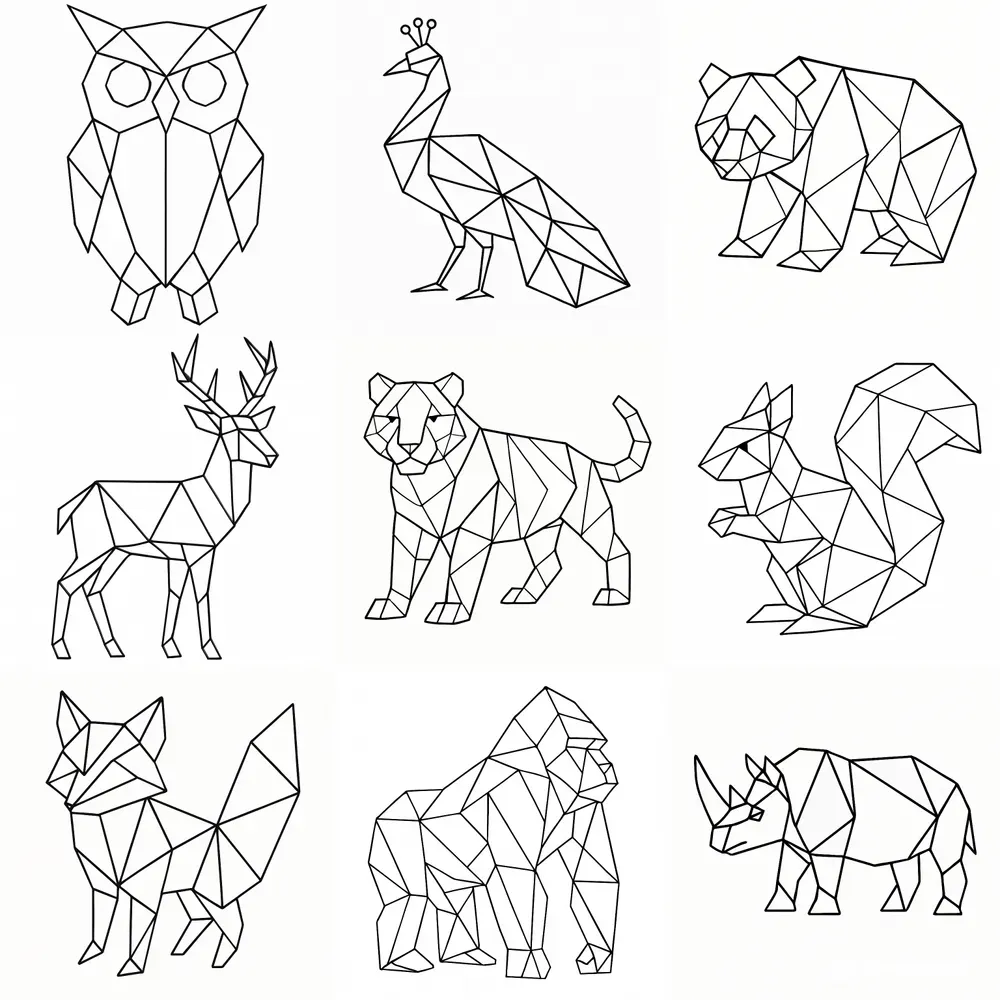 Origami Animal Coloring Pages For Kids ChatGPT Image Prompt | PromptBase