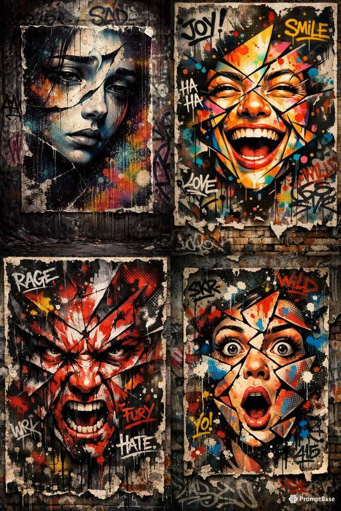 Graffiti Face Posters ChatGPT Image Prompt | PromptBase