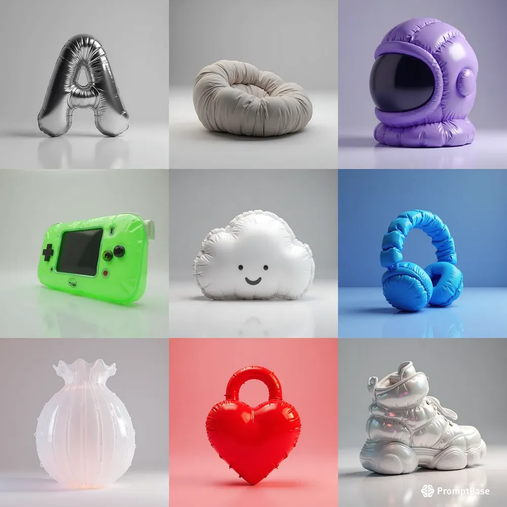 Promptbase Inflatable Puffy 3D Inflatable Art 2026 Aesthetics FLUX Prompt | PromptBase