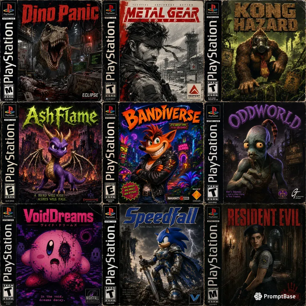 Ps1 Game Cover Imgs ChatGPT Image Prompt | PromptBase