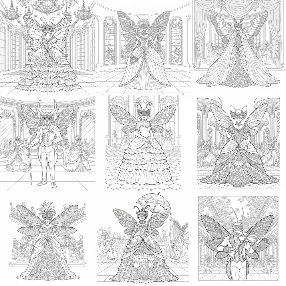 Masquerade Looking Insect Insect Masquerade Coloring Pages Gemini Image Prompt | PromptBase