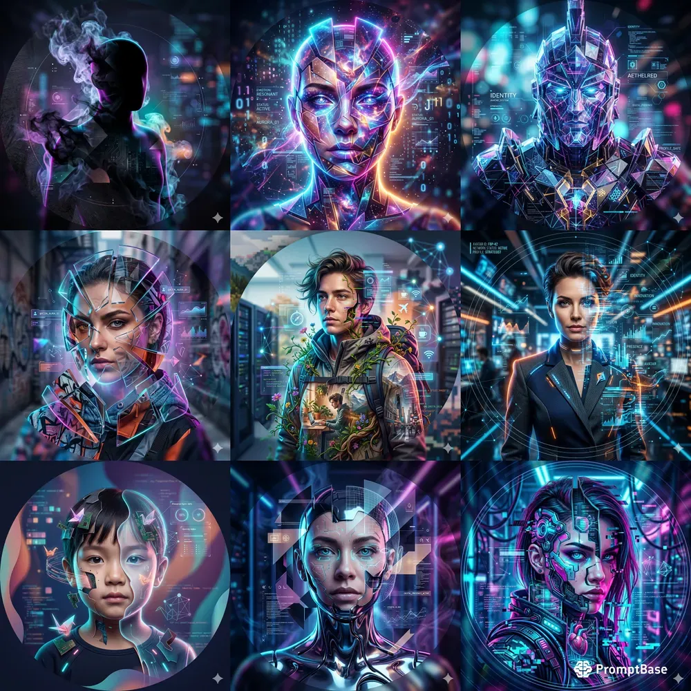 Futuristic Identity Avatar Systems Gemini Image Prompt | PromptBase