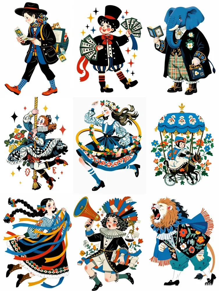 Cute Vintage Circus Clipart Sets Midjourney Prompt | PromptBase