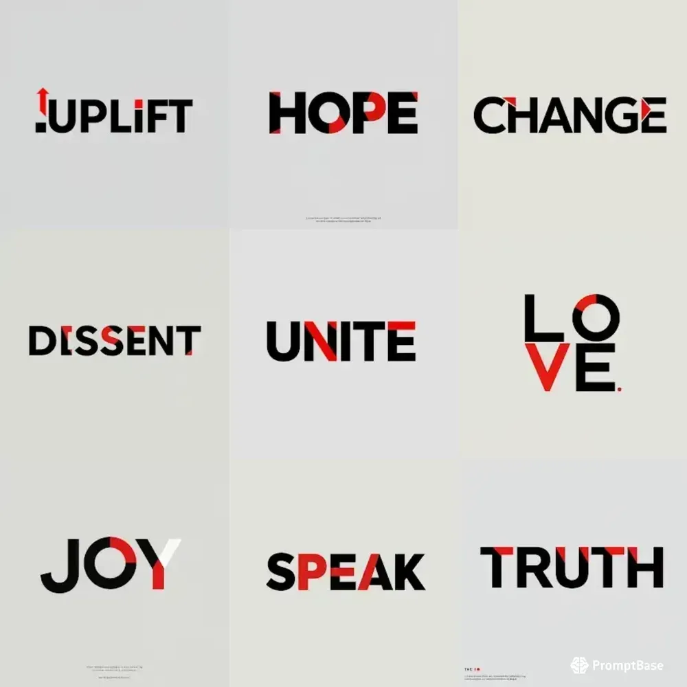 Minimalist Typography Designs Imagen Prompt | PromptBase