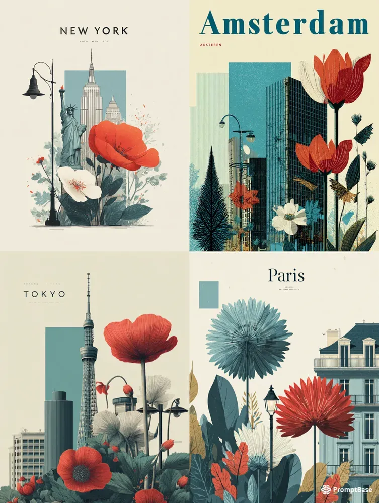 City Poster Packs Midjourney Prompt | PromptBase