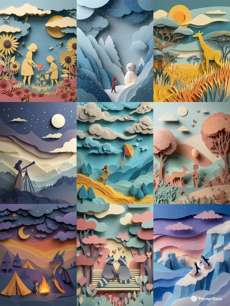 Papercut Out Storybook Scenes Midjourney Prompt | PromptBase