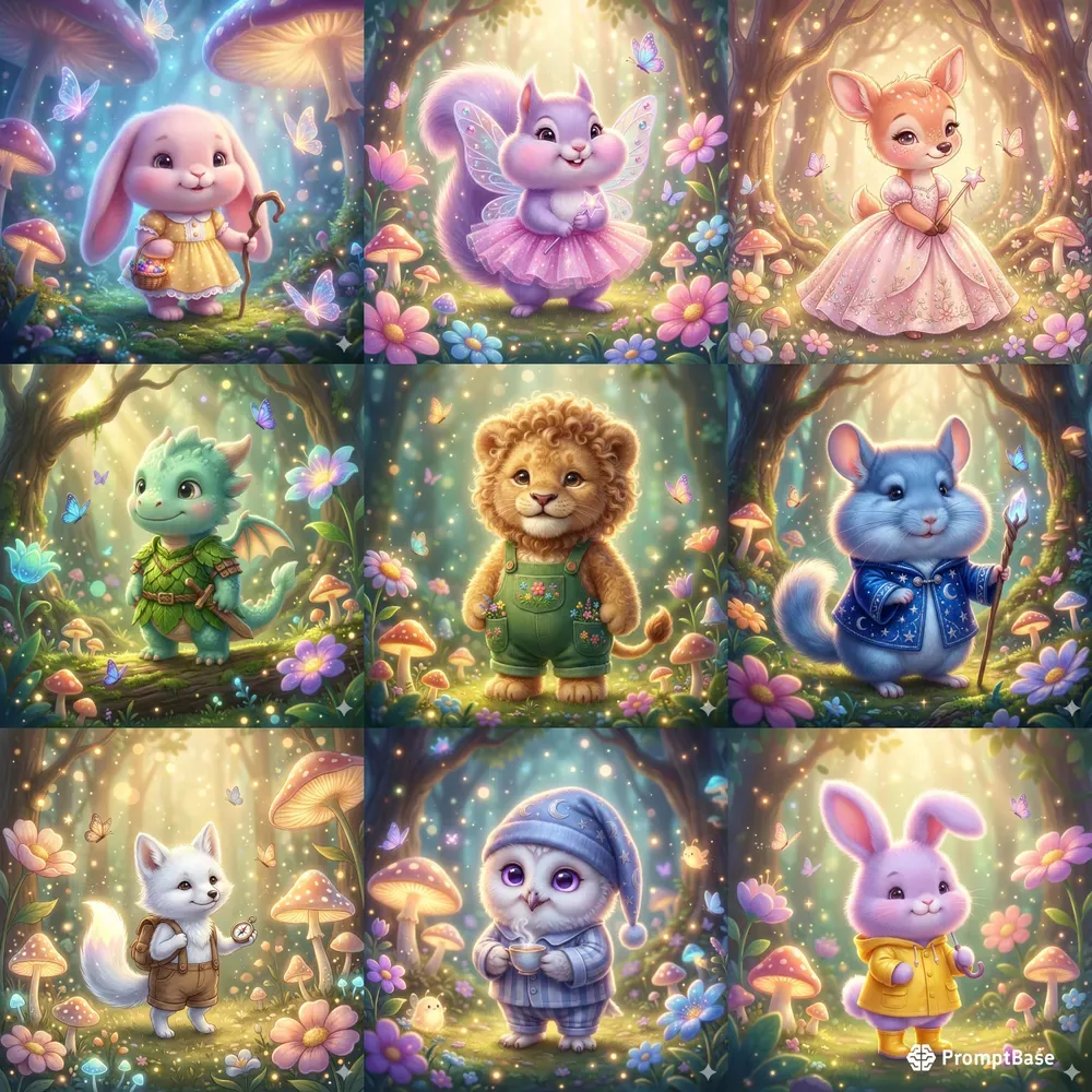 Magical Cute Forest Creatures Gemini Image Prompt | PromptBase