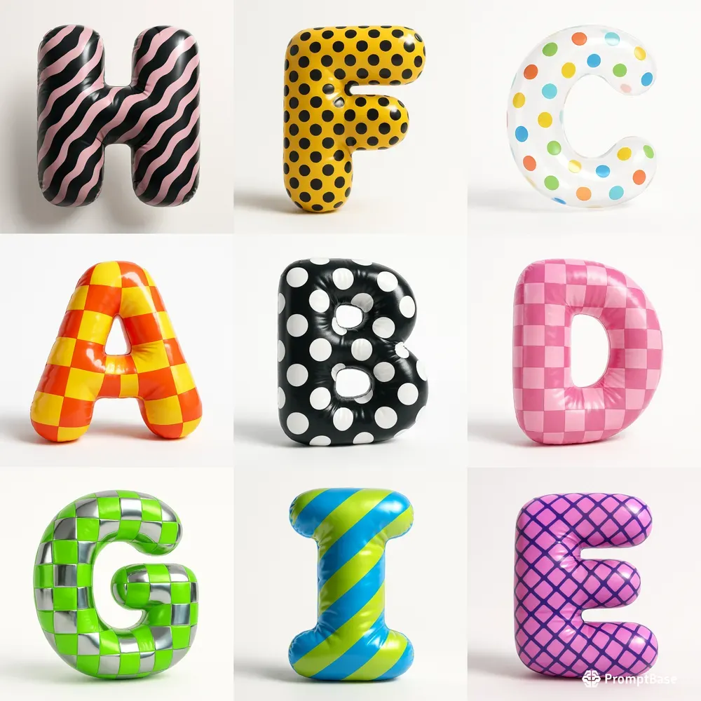 Inflated 3D Letters With Bold Patterns ChatGPT Image Prompt | PromptBase