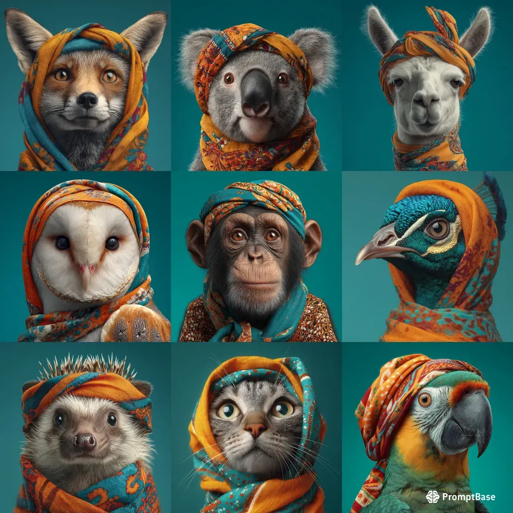 Animal Portraits In Patterned Fabric Midjourney Prompt | PromptBase