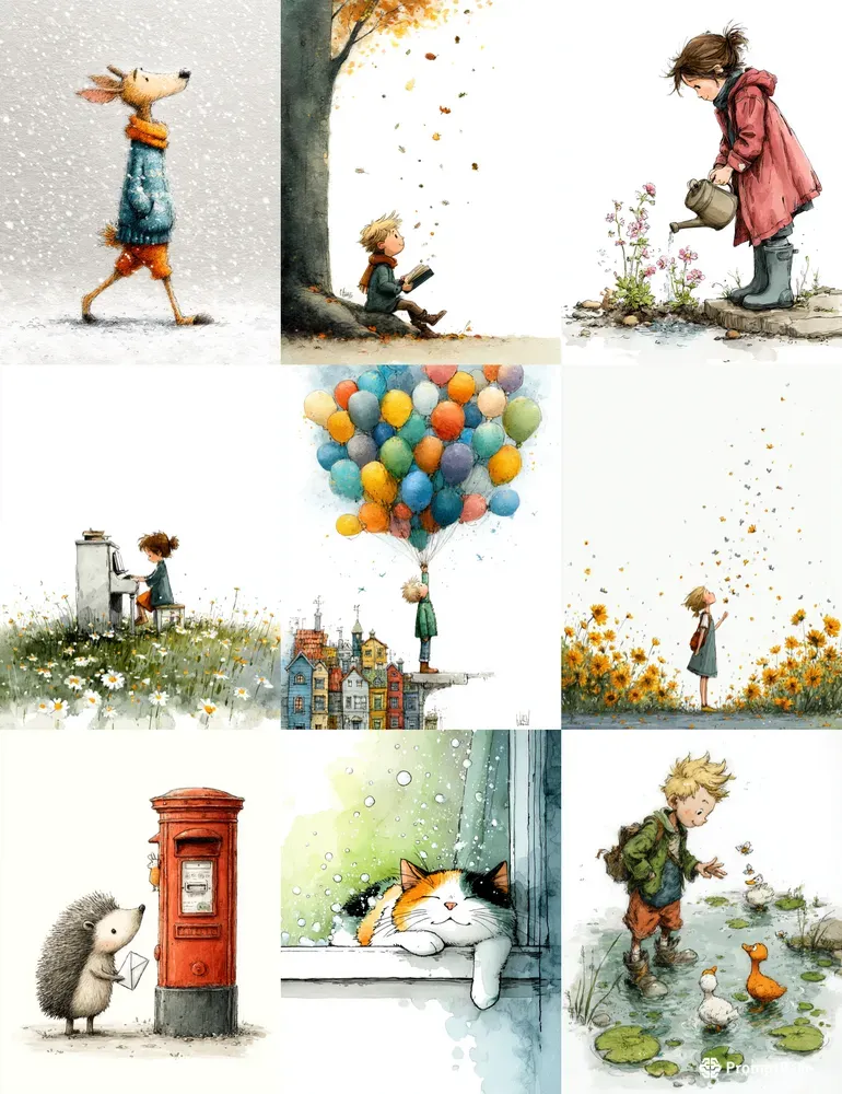 Whimsical Storybook Kids Illustrations Midjourney Prompt | PromptBase