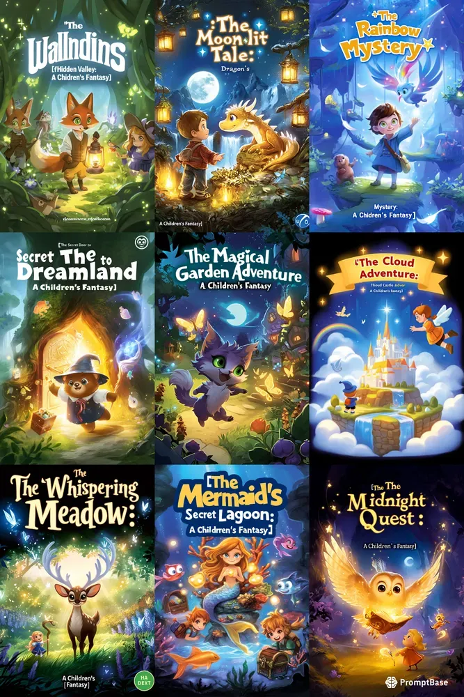 Whimsical Childrens Book Covers Midjourney Prompt | PromptBase