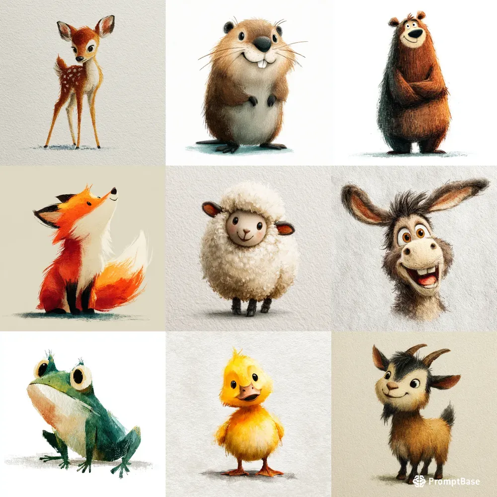 Storybook Animals Aura Nature Cliparts Midjourney Prompt | PromptBase