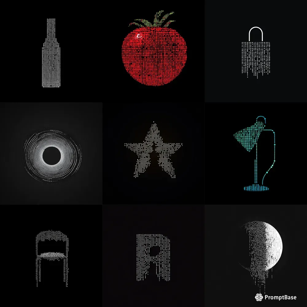 Binary Code Modern Art Logos Midjourney Prompt | PromptBase