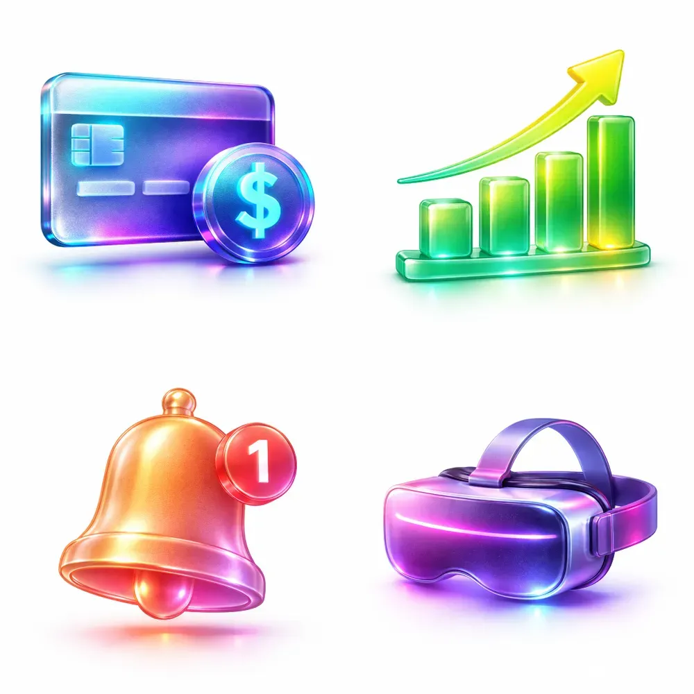 3D Glassmorphism UI Icons ChatGPT Image Prompt | PromptBase