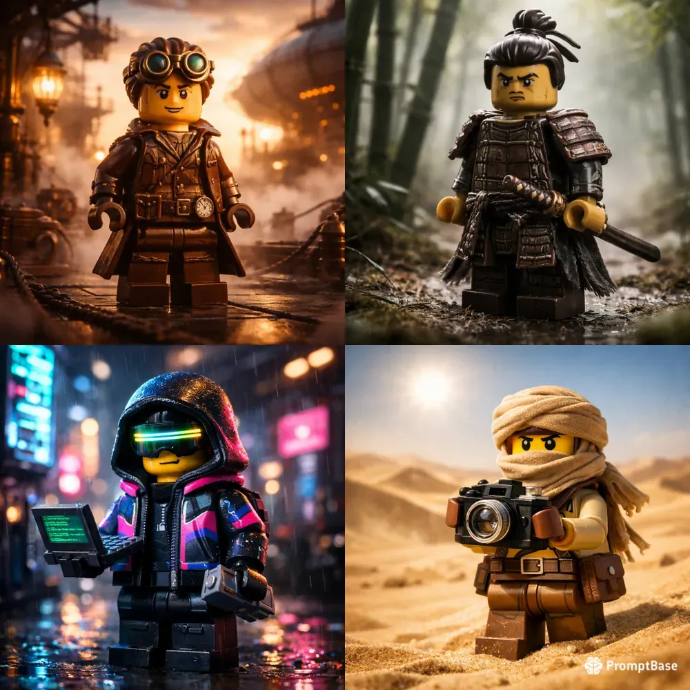 Cinematic Lego Minifigure Scenes ChatGPT Image Prompt | PromptBase