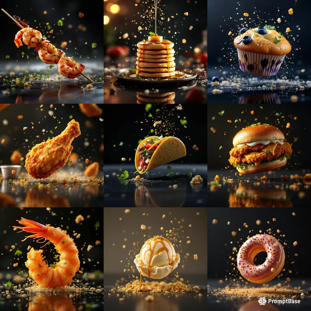 Ultra Realistic 3D Floating Food Renders FLUX Prompt | PromptBase