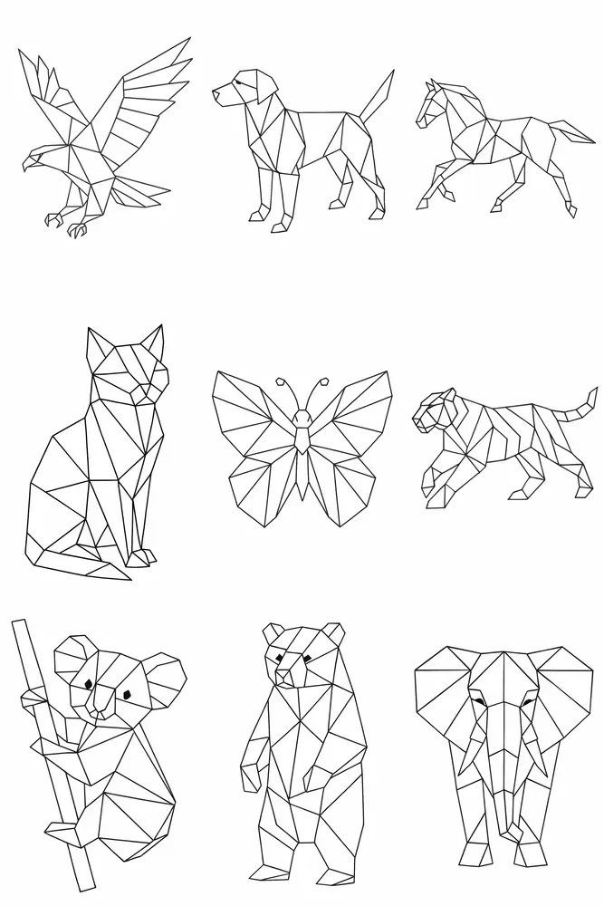 Simple Origami Animal Coloring Book Pages ChatGPT Image Prompt | PromptBase