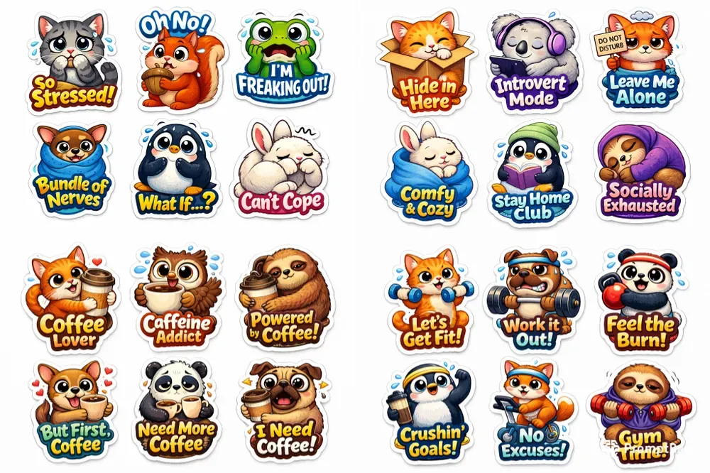 Cute Themed Sticker Set Generator ChatGPT Image Prompt | PromptBase