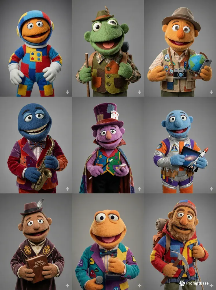 Random Muppet Characters Muppet Character Portraits Gemini Image Prompt | PromptBase