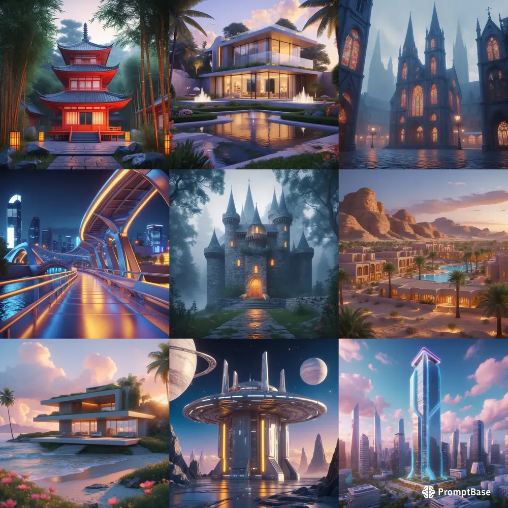 Stylized 3D Render Architectures Leonardo Ai Prompt | PromptBase
