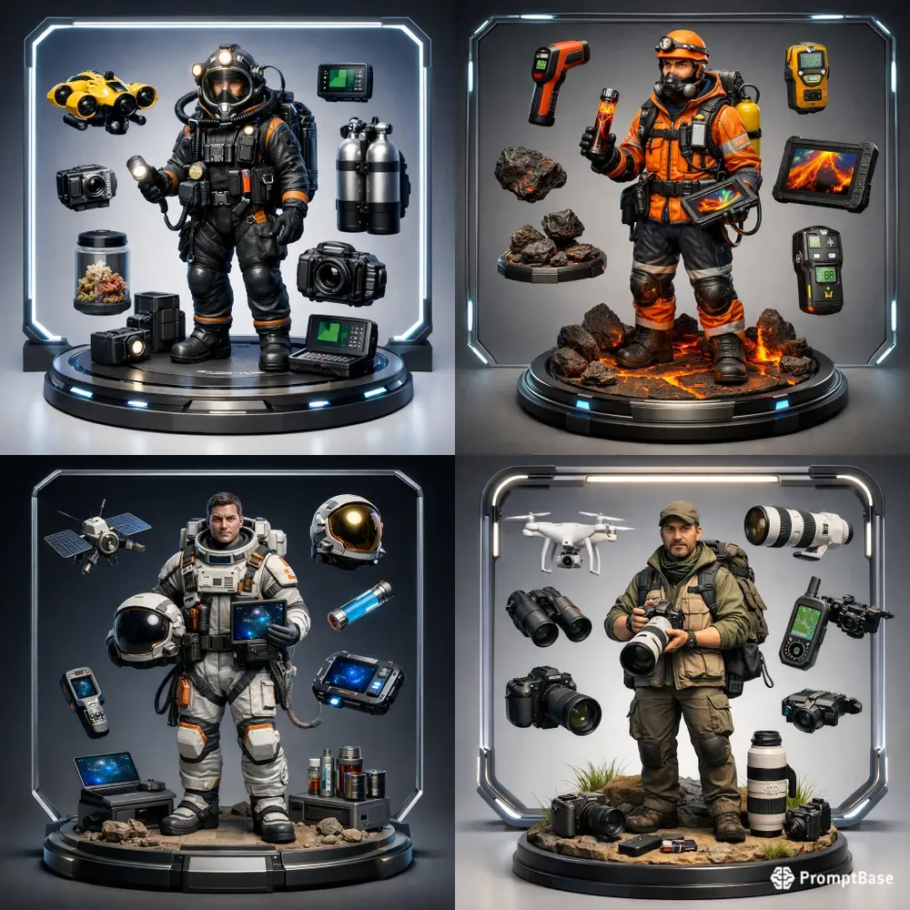Explorer Character Gear Packs ChatGPT Image Prompt | PromptBase