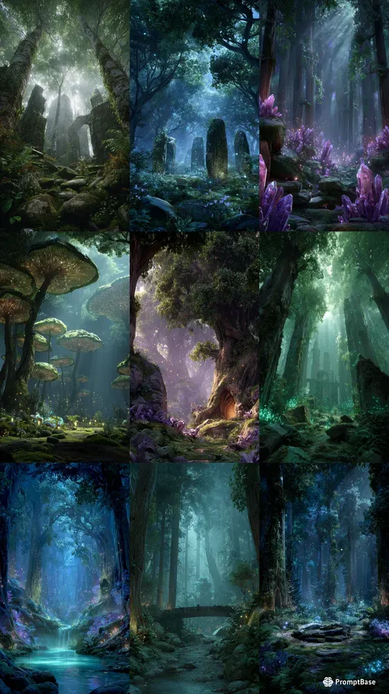 Enchanted Fantasy Forest Landscapes Midjourney Prompt | PromptBase