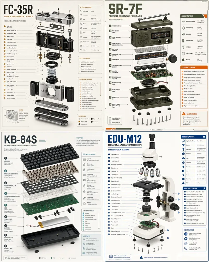 Computer Exploded View Poster Maker Exploded Tech Posters ChatGPT Image Prompt | PromptBase