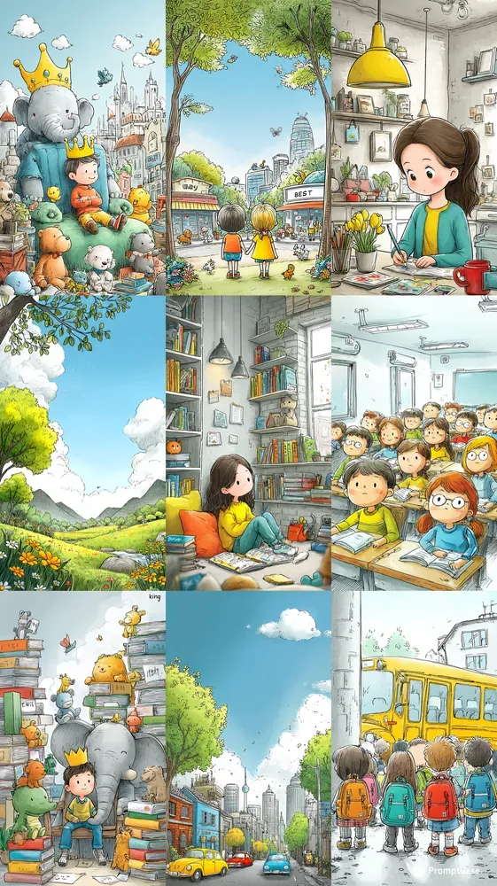 Whimsical Childrens Book Illustrations Midjourney Prompt | PromptBase