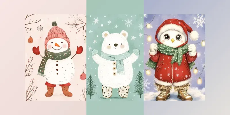 Cute Christmas Gift Wrap Cartoons generated by undefined