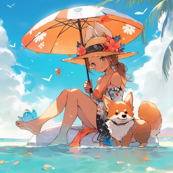 Women And Familiars Under Parasols