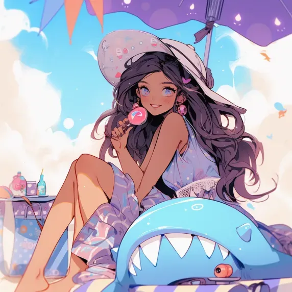 Women And Familiars Under Parasols