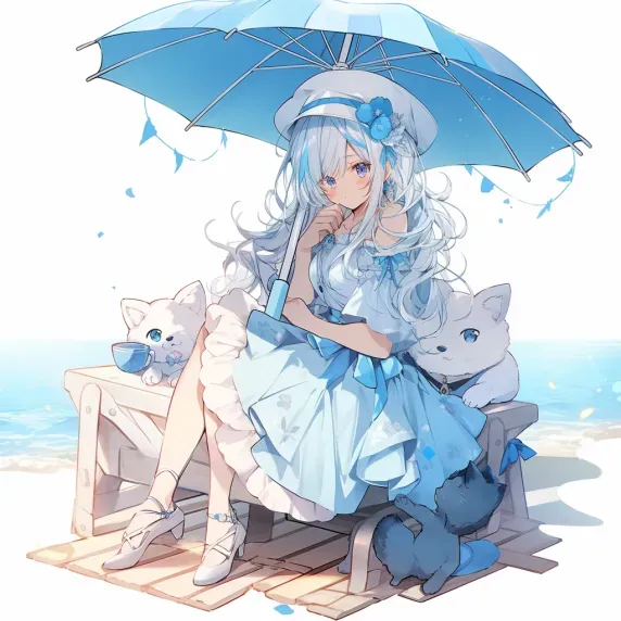 Women And Familiars Under Parasols