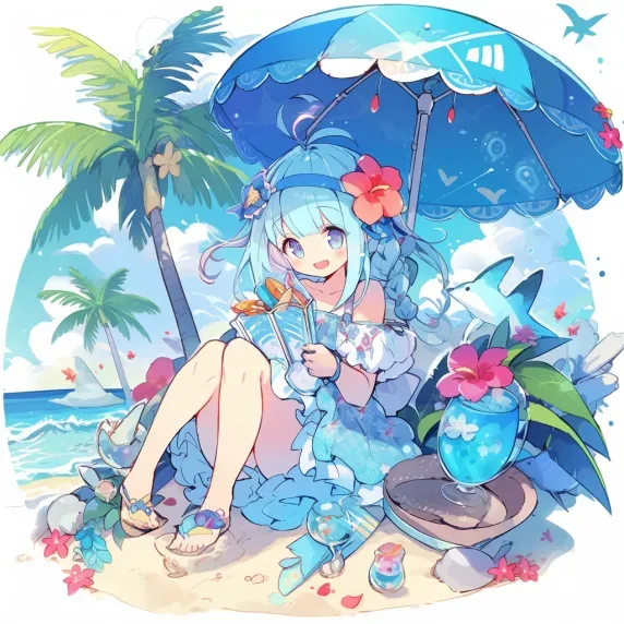 Women And Familiars Under Parasols