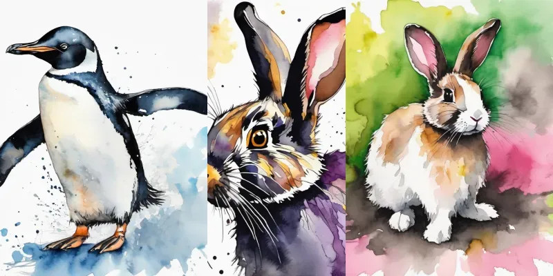 Watercolor Paintings Of Animals generated by undefined