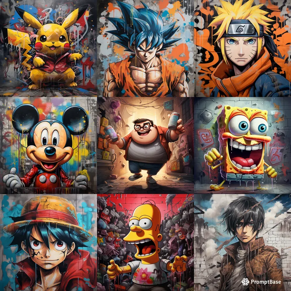 Cartoons And Anime Graffiti Style