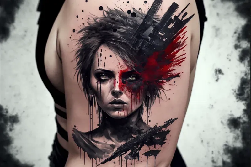 High Quality Red And Black Style Tattoos