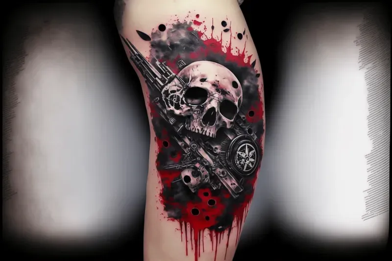 High Quality Red And Black Style Tattoos