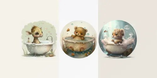 Beautiful Puppies Bathing generated by midjourney