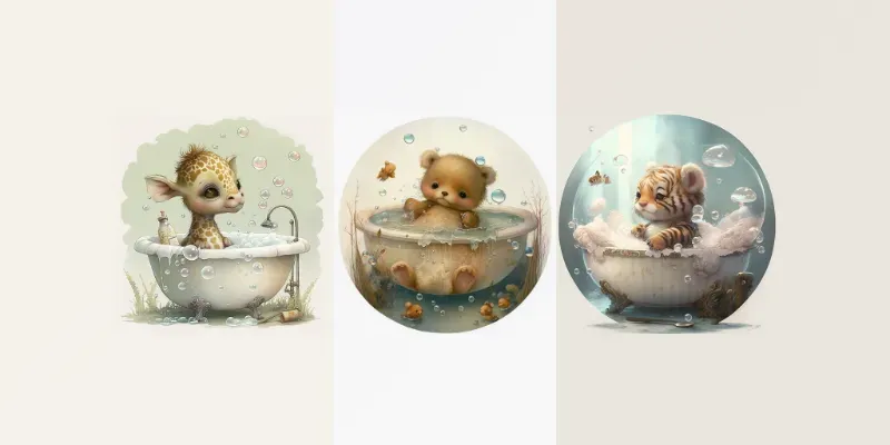 Beautiful Puppies Bathing generated by undefined