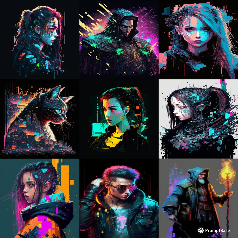 Characters Scattering Into Pixel Art Chaos