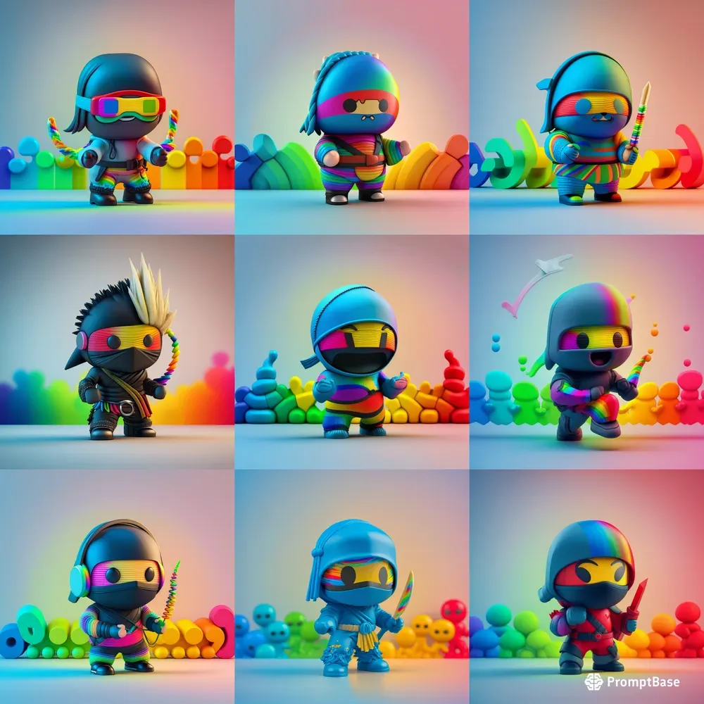 Colorful Ninjas - Kids Characters