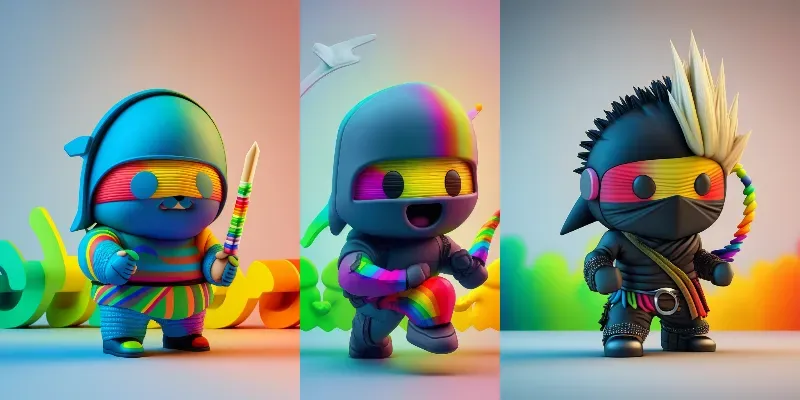 Colorful Ninjas - Kids Characters generated by undefined