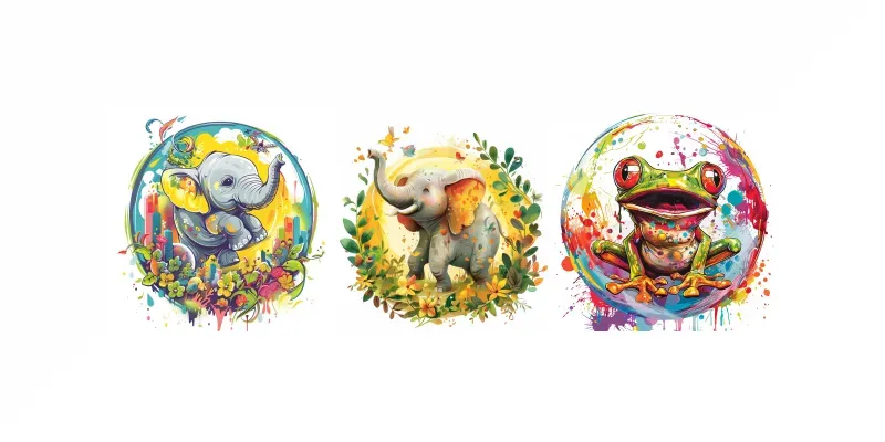 Rounds Cartoon Animal Aesthetic Cliparts generated by undefined