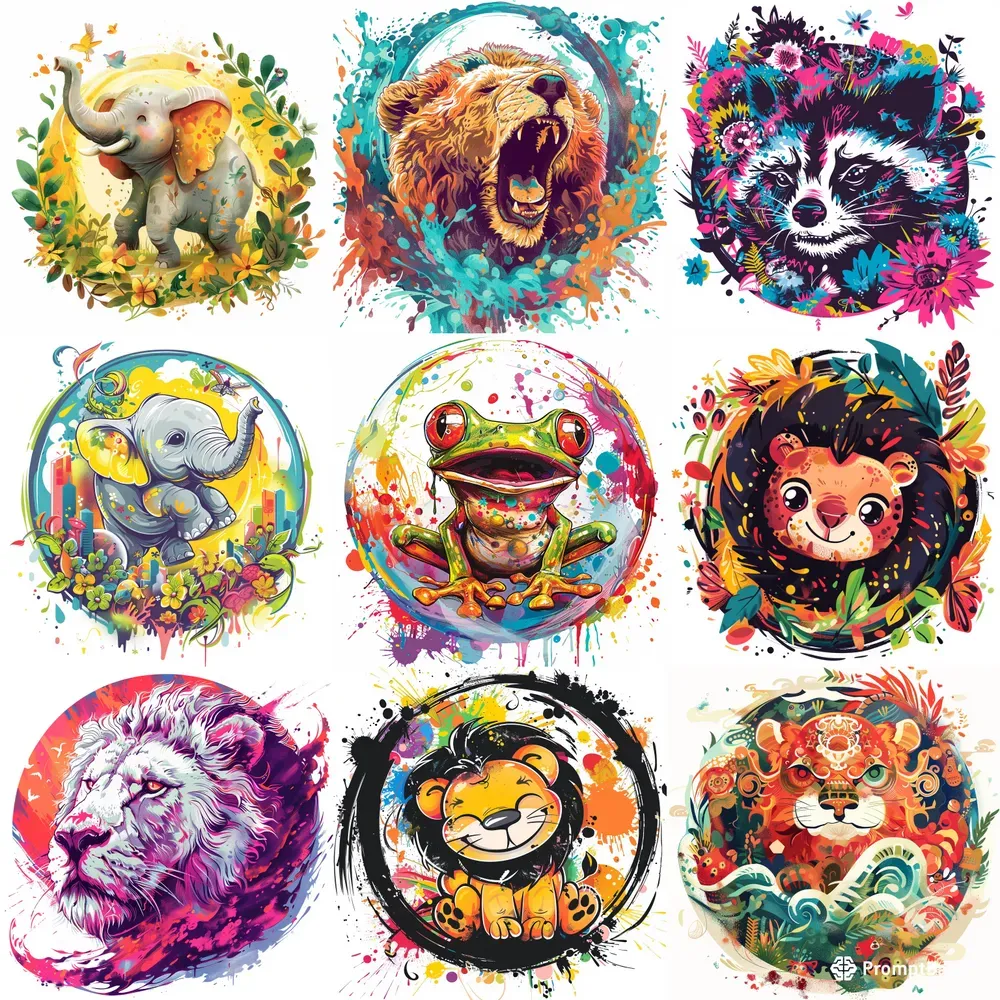 Rounds Cartoon Animal Aesthetic Cliparts