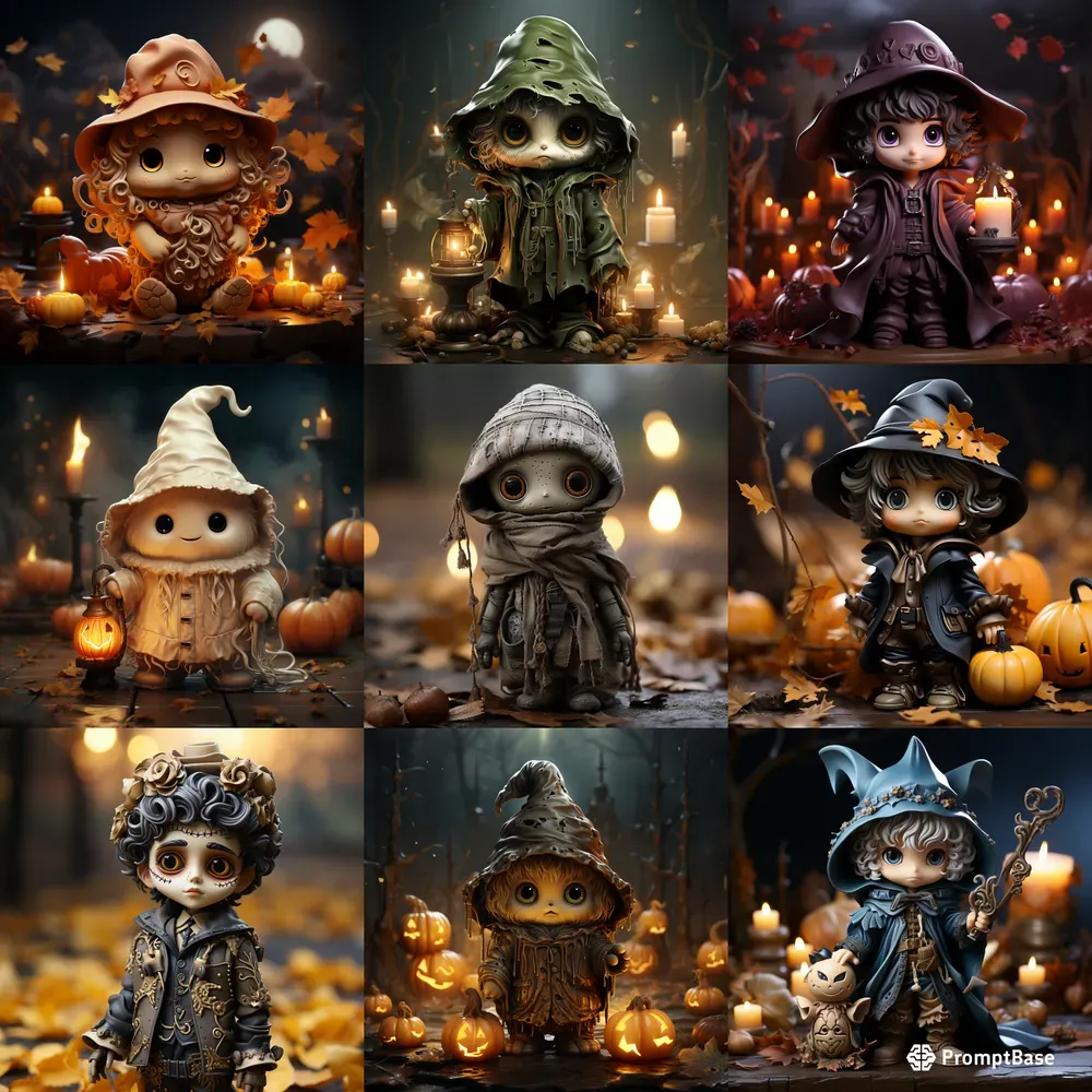 Kawaii Halloween Festive Clay Dolls