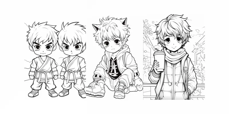 Cute Manga Anime Coloring Book Artworks generated by undefined
