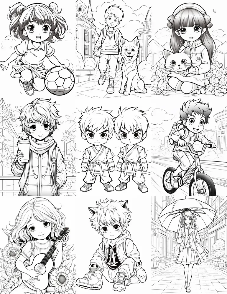 Cute Manga Anime Coloring Book Artworks