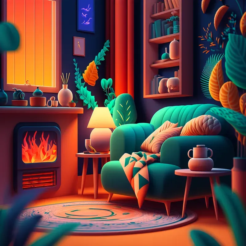 3D Cozy Room Illustrations
