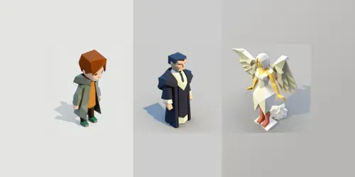 Minimalistic Low-poly Characters generated by midjourney